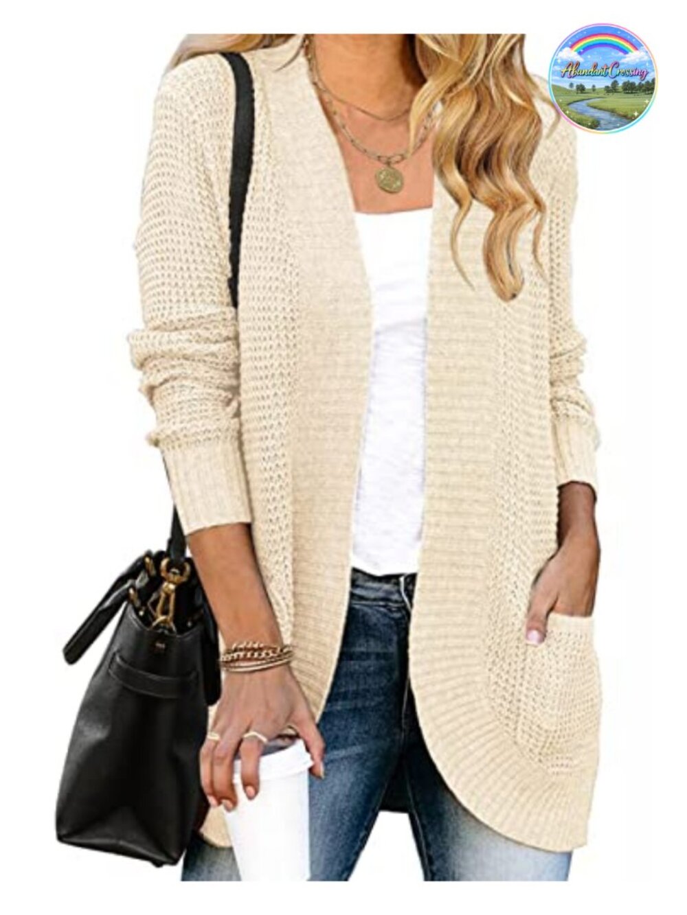 Womens Open Front Chunky Knit Cardigan Long Sleeve Draped Sweater Coat